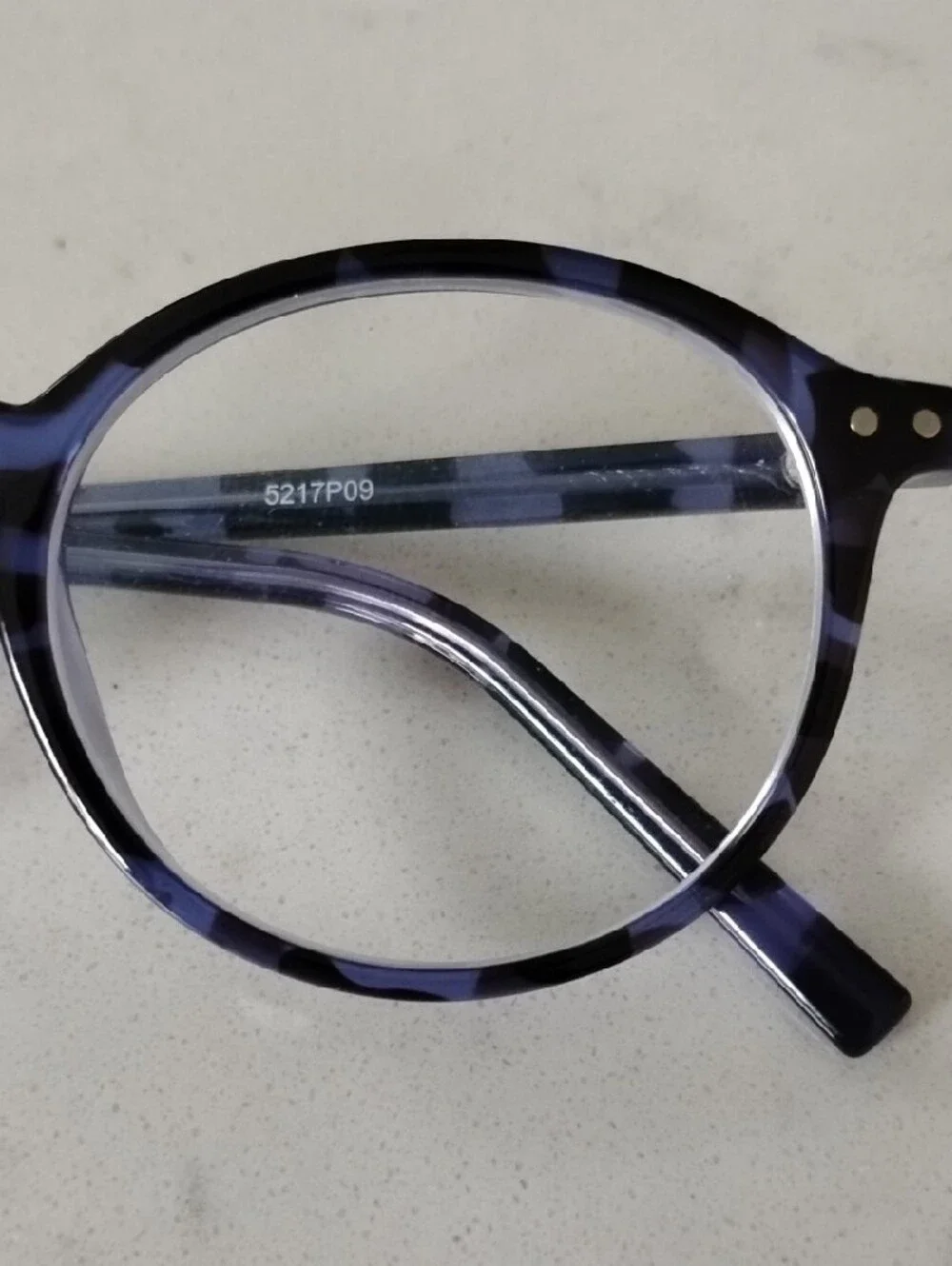 Source Unknown Round Acetate Glasses in Dark Blue Tortoise